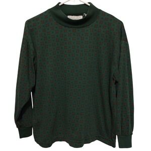 THR Basics By Southern Classic Knit Shirt Green Red Long Sleeve Womens Size‎ Med